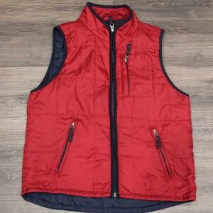 Eddie Bauer Kids Vest L Red Full Zip Quilted Puffer Sleeveless Lightweight